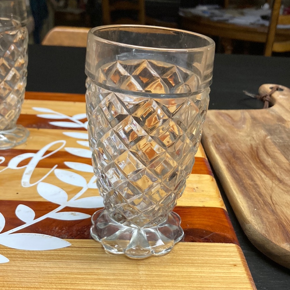 Vintage Diamond Cut Glass Tumblers